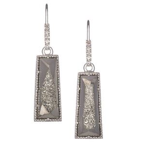 Kendra Scott • Angie Earrings • Rare Silver Tone Platinum Drusy • French Wire